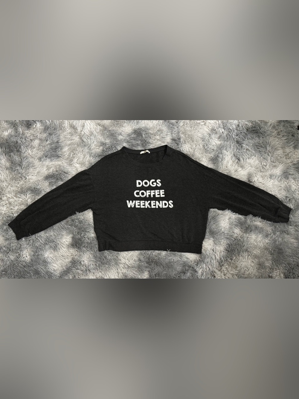 Z Supply Dogs Coffee Weekends Graphic Cropped Sweatshirt Size S